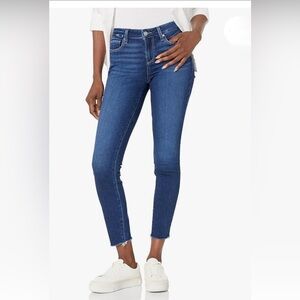 PAIGE Women's Size 24 Clique Blue Verdugo Ankle Raw Hem Denim Jeans NWT